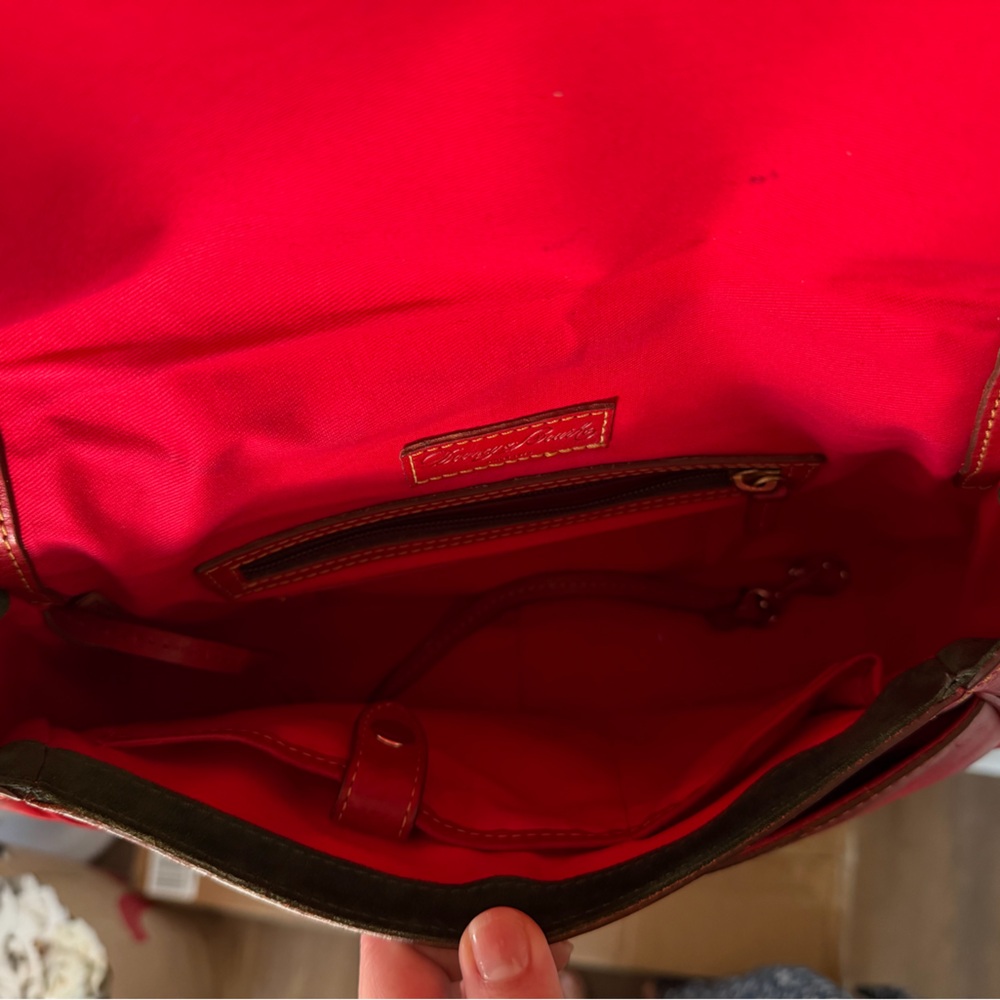 Dooney & Burke Florentine Vintage Flap Saddle Bag Crossbody in Red - Picture 6 of 9